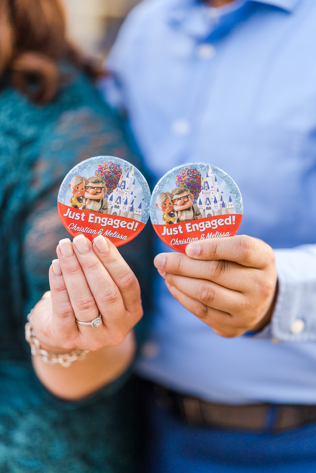 Orlando engagement photography with Disney pins