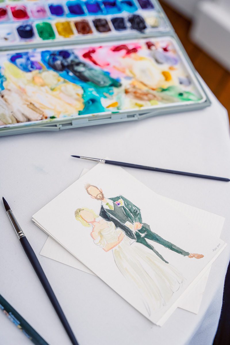 Watercolor wedding favors for Disney wedding at Boardwalk Inn
