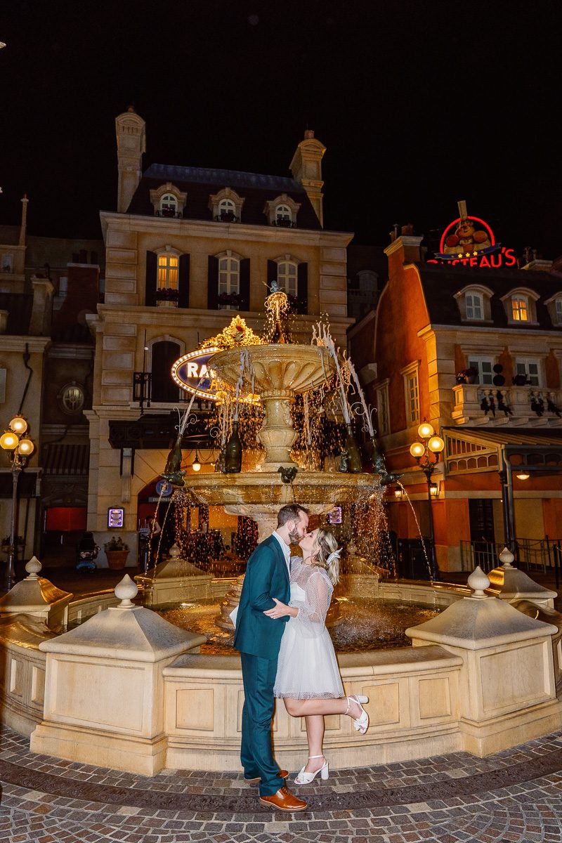 Disney wedding ride mix in at Remy's Ratatouille in Epcot Orlando captured by the best Disney wedding photographer