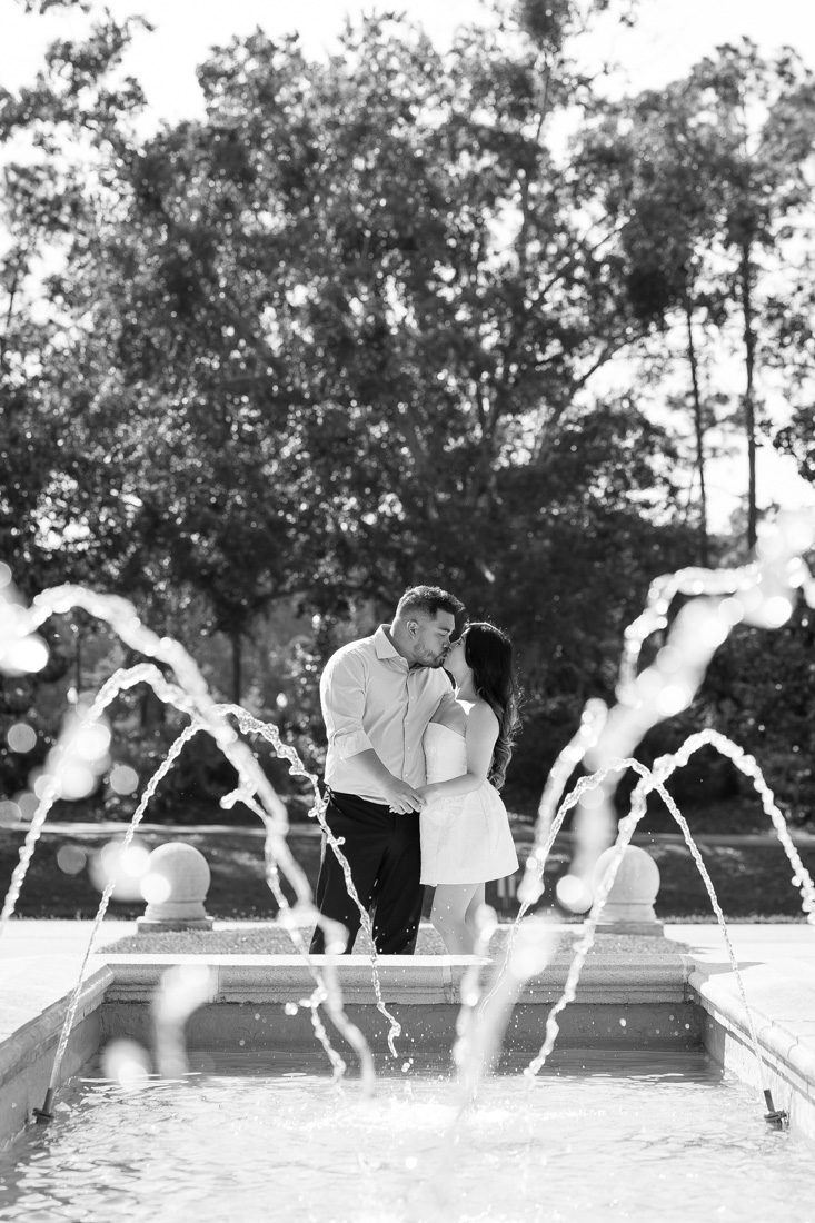 Orlando engagement photography session creative editorial shot with water fountain