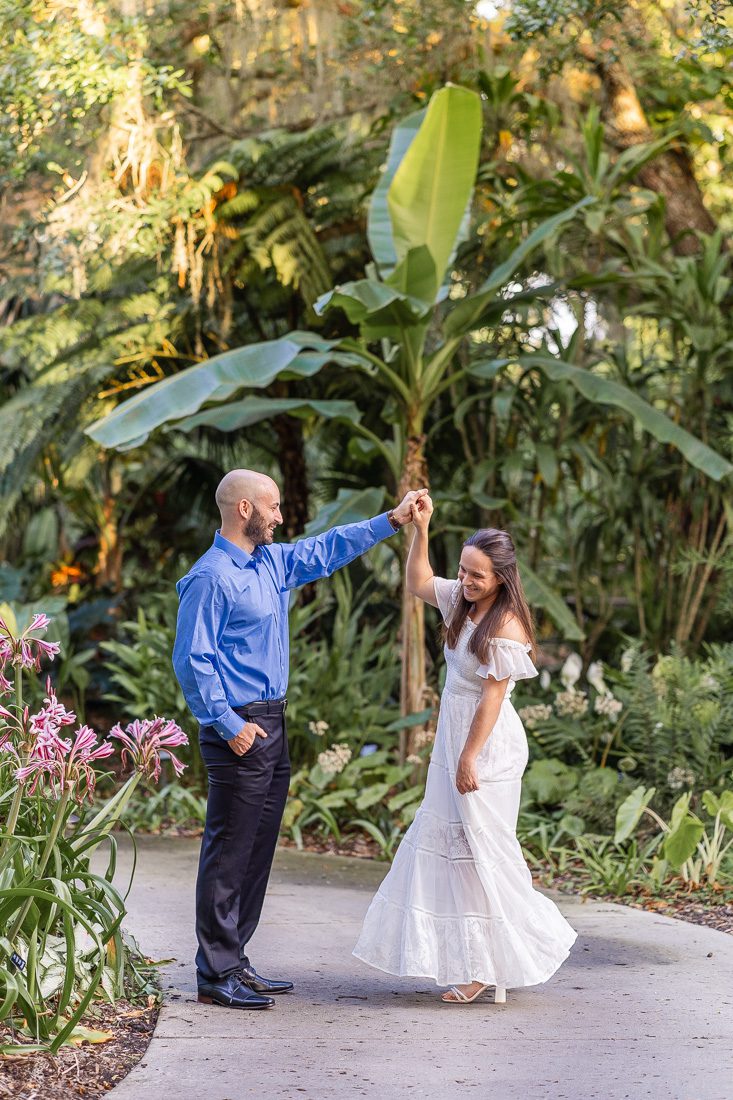 Engagement photo shoot at a lush garden in Orlando with the best Orlando wedding photographer Captured by Elle