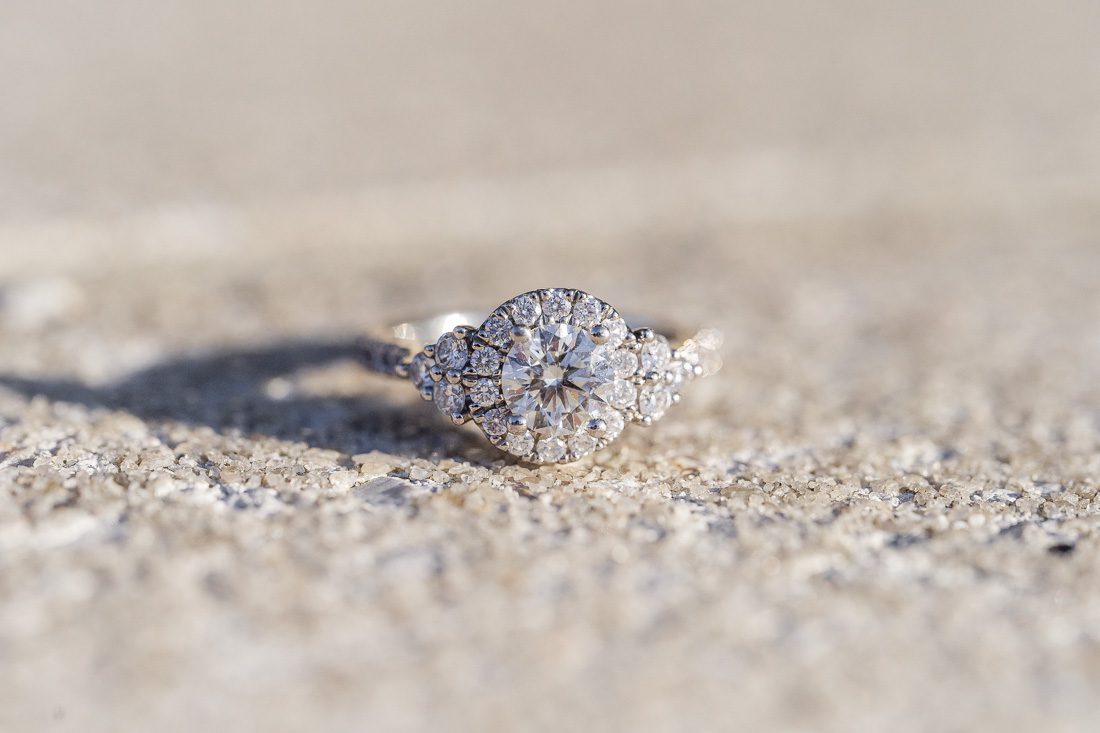 Close up of engagement ring during photo shoot in Orlando Florida near Disney