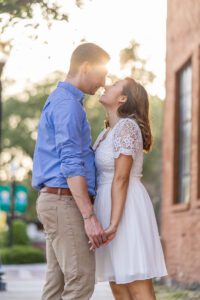 Romantic true to life creative engagement photography in Orlando Florida with golden sunlight