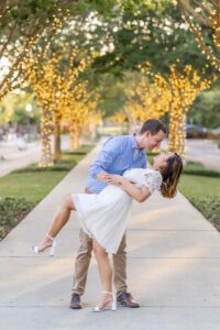 Sun drenched romantic engagement session by top Orlando photographer in historic Winter Garden location