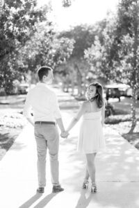 Black and white engagement session photo taken in Orlando by top photographer Captured by Elle