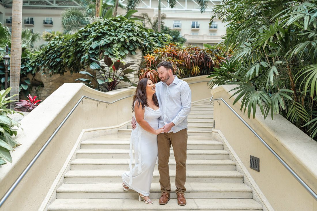 Grand staircase location for an indoor engagement session in Orlando by top photographer Elle