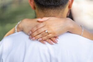 Close up of engagement ring during a Lake Eola surprise proposal photographed by an Orlando proposal photographer.